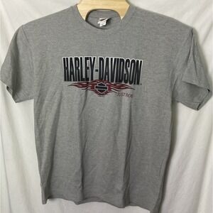 Harley Davidson Mens XL Gray Ribbed T Shirt Pig Trail Arka Motorcycle Just‎ Ride